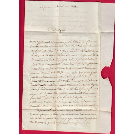 CURSIVE 62 LE VERNET LA VARENNE PUY DE DOME BOITE RURALE C LA FAURIE DECIME RURAL POUR PARIS 1842 LETTRE COVER