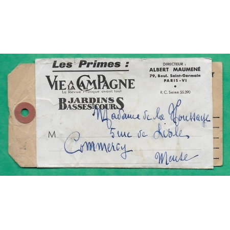 N°362 x3 + 369 x3 MIXTE SEMEUSE PAIX ETIQUETTE DE COLIS RECOMMANDE OPR ARGENTEUIL POUR COMMERCY MEUSE 1939 COVER FRANCE