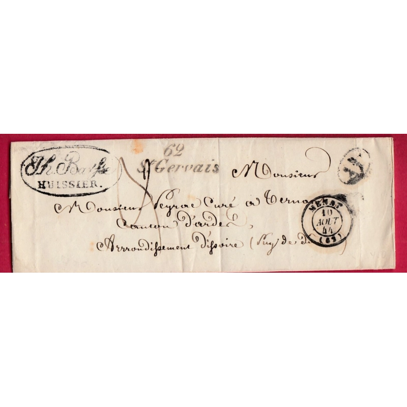 CURSIVE 62 ST GERVAIS PUY DE DOME CAD TYPE 15 MENAT POUR ARDES LETTRE COVER