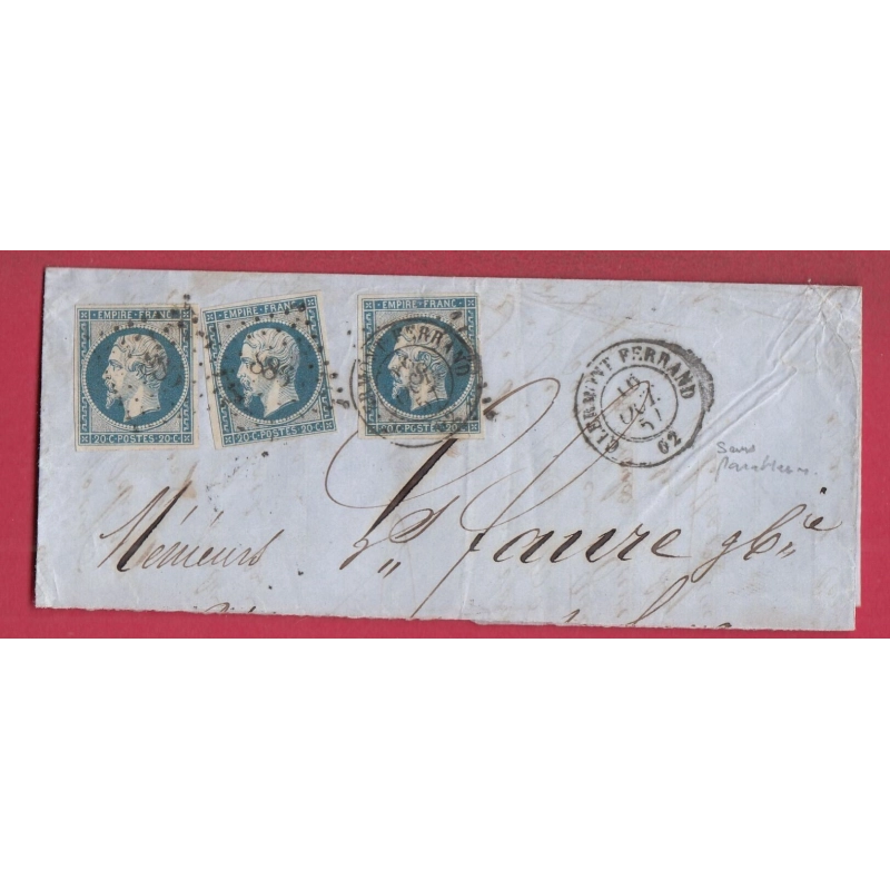 N°14 X3 PC 886 + UN CAD CLERMONT FERRAND PUY DE DOME ENVELOPPE INCOMPLETE LETTRE COVER