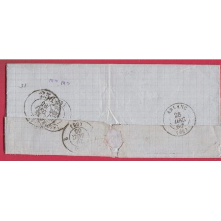 N°22 GC 163 ARLANC PUY DE DOME BOITE RURALE F BEURRIERES POUR LYON LETTRE COVER