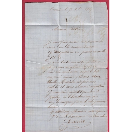 N°22 GC 163 ARLANC PUY DE DOME BOITE RURALE F BEURRIERES POUR LYON LETTRE COVER