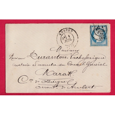 N°60 CAD TYPE 17 AMBERT PUY DE DOME POUR MARAT LETTRE COVER