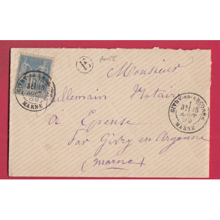 N°90 GIVRY EN ARGONNE MARNE BOITE RURALE E ANTE POUR EPENSE LETTRE COVER