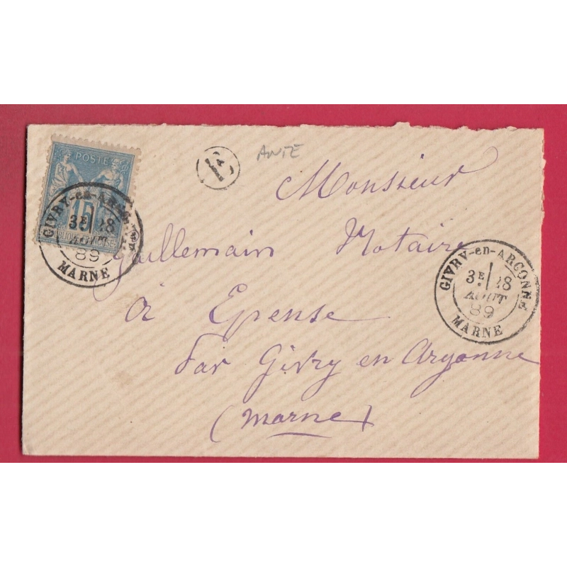 N°90 GIVRY EN ARGONNE MARNE BOITE RURALE E ANTE POUR EPENSE LETTRE COVER