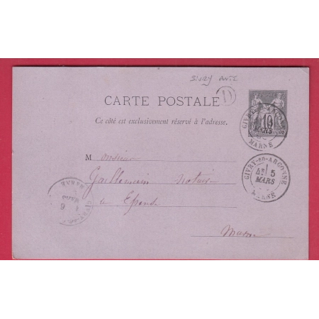 ENTIER SAGE 10C GIVRY EN ARGONNE MARNE BOITE RURALE D SIVRY ANTE POUR EPENSE LETTRE COVER