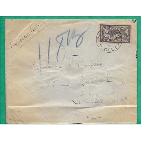N°144 MERSON LETTRE PNEUMATIQUE PARIS RUE GLÜCK POUR LEVALLOIS PERRET 1923 LETTRE COVER FRANCE