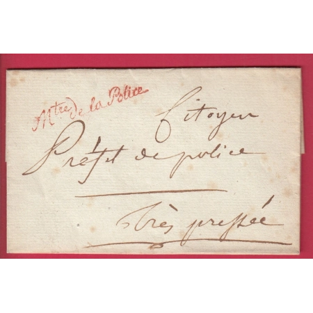 FRANCHISE MINISTRE DE LA POLICE + VIGNETTE AU DOS PERIODE REVOLUTIONNAIRE LETTRE COVER