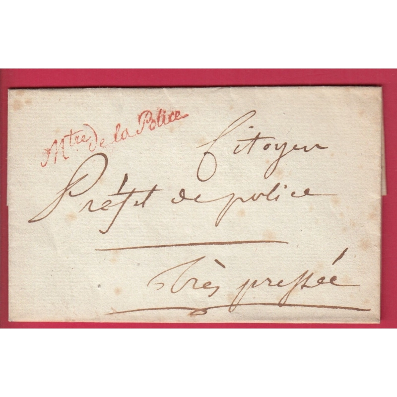 FRANCHISE MINISTRE DE LA POLICE + VIGNETTE AU DOS PERIODE REVOLUTIONNAIRE LETTRE COVER