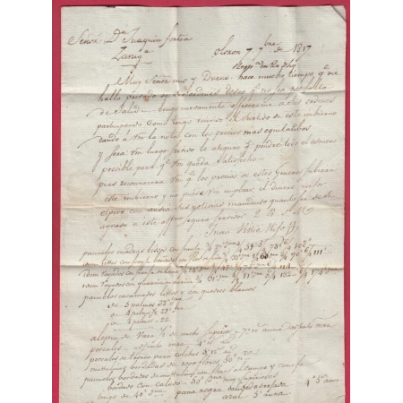MARQUE P64P OLERON BASSES PYRENEES TAXE 4 RELAS ESPAGNE ZARAGOZA 1817 LETTRE COVER