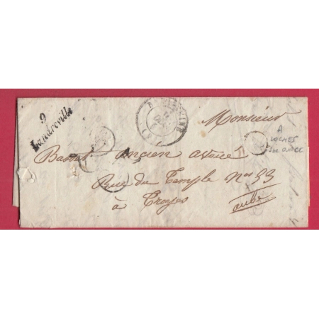 CURSIVE 9 LANDREVILLE AUBE BOITE RURALE A LOCHES SUR OURCE POUR TROYES T15 BAR SUR SEINE LETTRE COVER