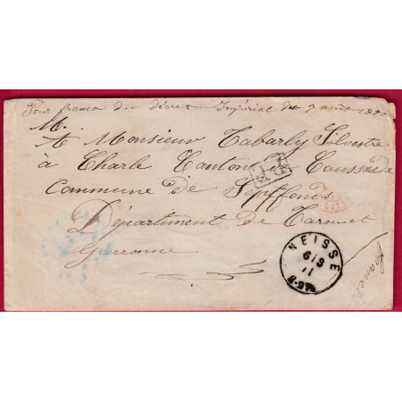 GUERRE 1870 PRISONNIER  GUERRE EN PRUSSE PP ENCADRE NEISSE ALLEMAGNE SILESIE NYSA POLOGNE POUR SEPTFONDS TARN ET GARONNE