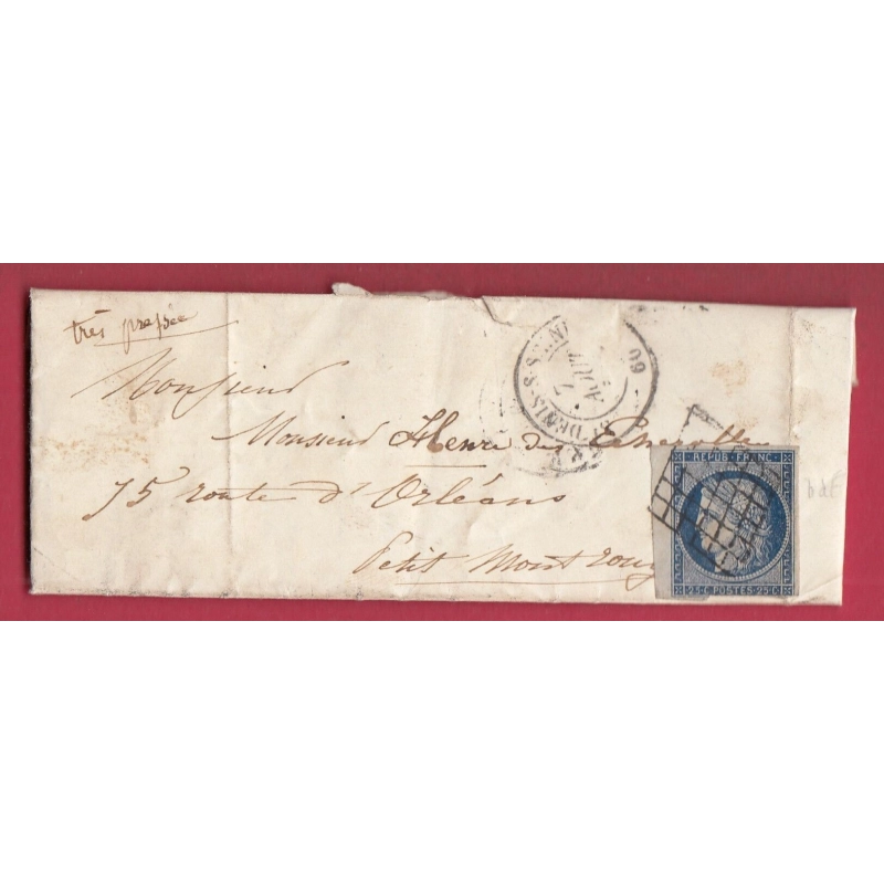 N°4 BDF GRILLE ST DENIS SUR SEINE POUR MONTROUGE PARIS LETTRE COVER