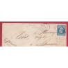 N°22 TRES PRECOCE 23 OCTOBRE 1862 PC 2611 QUIMPER FINISTERE POUR LIBOURNE GIRONDE LETTRE COVER