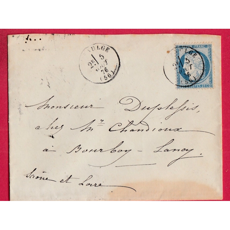 N°60 CAD TYPE 16 ST SAULGE NIEVRE POUR BOURBON LANCY SAONE ET LOIRE LETTRE COVER