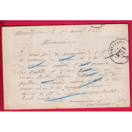 N°55 CAD BUREAU DE PASSE 4201 VIERZON CHR SUR TIMBRE + GARE DE MONTLUCON ALLIER POUR PARIS CARTE PRECURSEUR LETTRE COVER