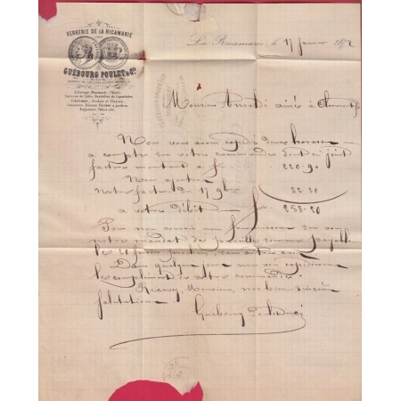 N°60 CONVOYEUR STATION LA RICAMARIE LOIRE POUR CLERMONT FERRAND PUY DE DOME INDICE 14 LETTRE COVER