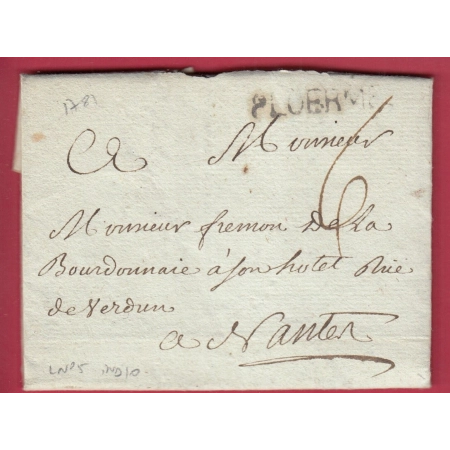 MARQUE PLOERMEL MORBIHAN LENAIN N°5 1781 POUR NANTES LETTRE COVER
