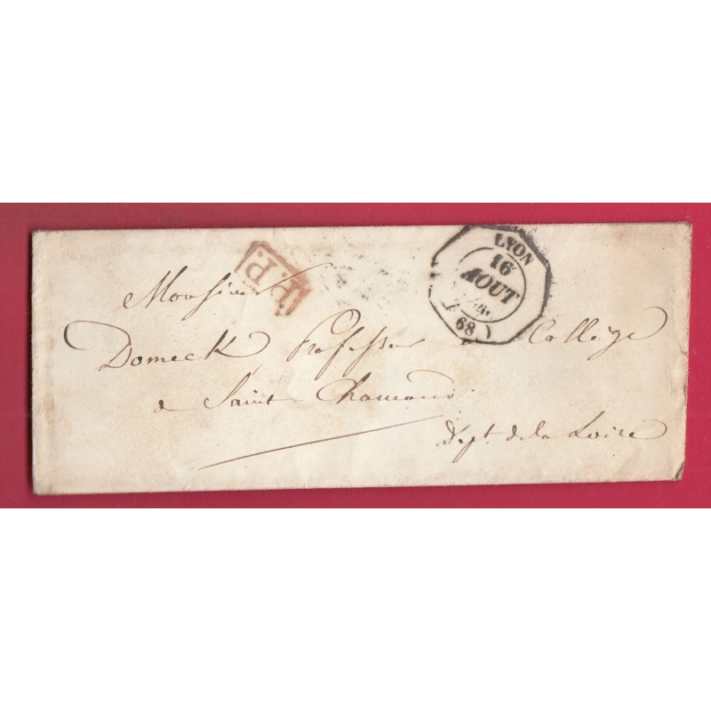 CAD ESSAI HEXAGONAL LYON RHONE + PP ROUGE POUR ST CHAMOND LOIRE LETTRE COVER