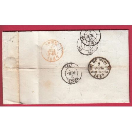 N°14 PC 1947 MEAUX SEINE ET MARNE TAXE TAMPON 4 POUR MONS BELGIQUE LETTRE COVER