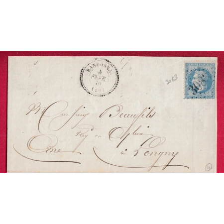 N°29 GC 3083 RANDONNAY ORNE CAD TYPE 22 POUR LONGNY ORNE INDICE 11 LETTRE COVER