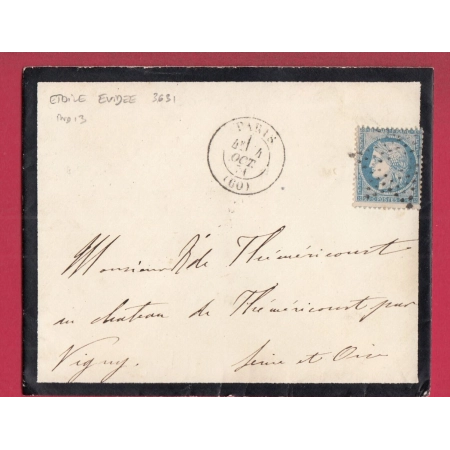 N°60 PARIS ETOILE EVIDEE BUREAU CENTRAL P3631 POUR VIGNY SEINE ET OISE INDICE 13 LETTRE COVER