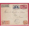TOURANE ANNAM RECOMMANDE PAR AVION INDOCHINE 1937 POUR PARIS LETTRE COVER