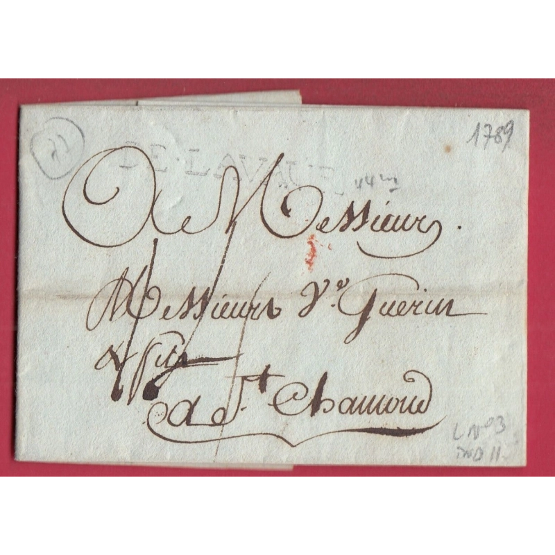 MARQUE DE LAVAUR TARN LENAIN N°3 INDICE 11 1789 POUR ST CHAMOND LETTRE COVER