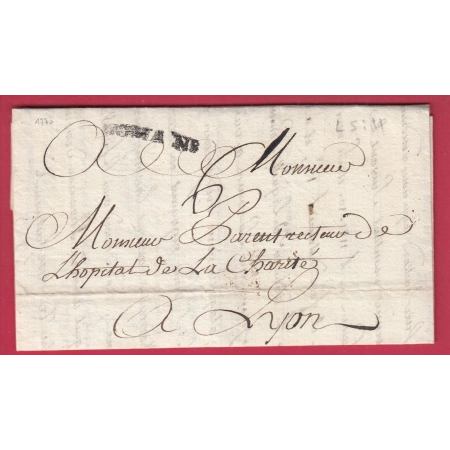 MARQUE ROMANS DROME LENAIN N°5 INDICE 11 POUR LYON 1770 LETTRE COVER