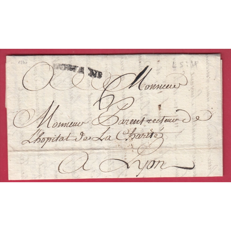 MARQUE ROMANS DROME LENAIN N°5 INDICE 11 POUR LYON 1770 LETTRE COVER