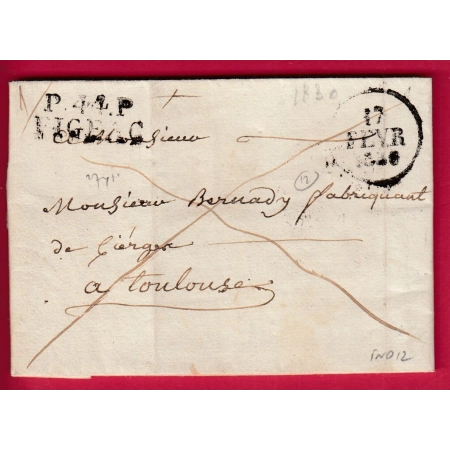 MARQUE P44P FIGEAC LOT 1830 POUR TOULOUSE INDICE 12 LETTRE COVER