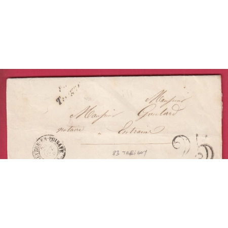 CURSIVE 83 TREIGNY YONNE CAD TYPE 15 ST SAUVEUR EN PUISSAYE POUR ENTRAINS 1850 INDICE 19 LETTRE COVER