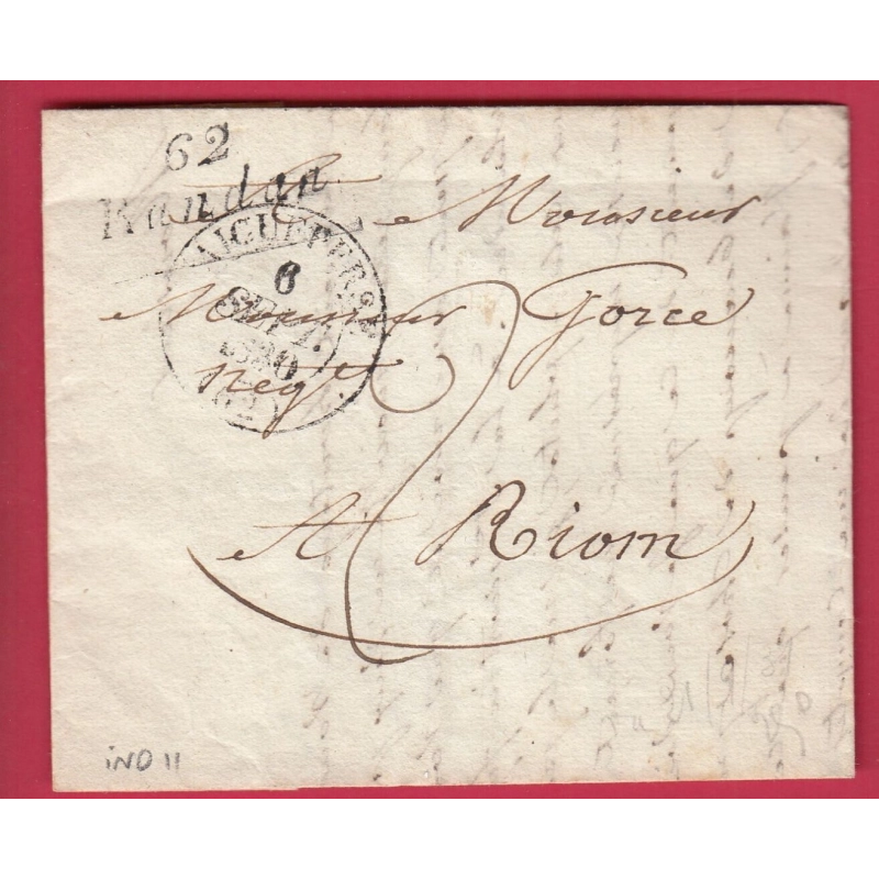 CURSIVE GRATTEE 62 RANDAN PUY DE DOME T13 AIGUEPERSE PUR RIOM 1830 INDICE 11 LETTRE COVER