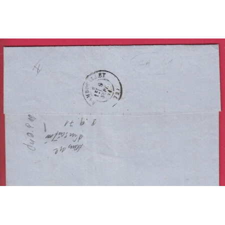 N°60 DU 8 SEPTEMBRE 1871 PRECOCE GC 2188 LE MANS CAD TYPE 16 POUR RAMBOUILLET SEINE ET OISE LETTRE COVER