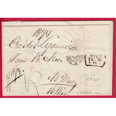 N°57 BANDE DE 3 PARIS ETOILE 1 PL DE LA BOURSE POUR VIENNE WIEN AUTRICHE AUSTRIA 1874 SIGNE BRUN LETTRE COVER