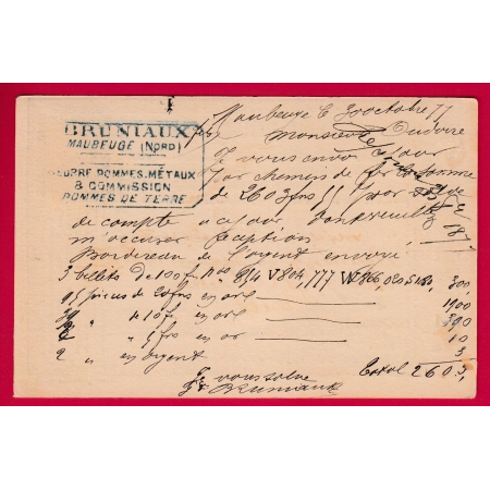 N°77 CONVOYEUR STATION MAUBEUGE NORD  INDICE 18 CARTE PRECURSEUR POUR PARIS INDICE 18 LETTRE COVER