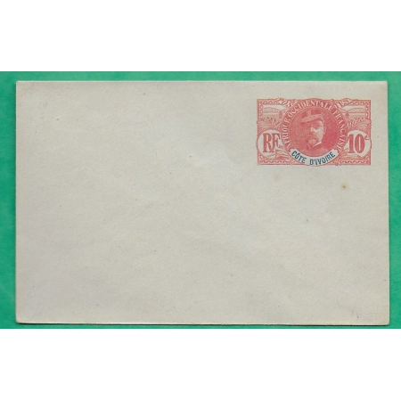 ENTIER 10C ROUGE COTE D'IVOIRE AOF NEUF LETTRE COVER FRANCE