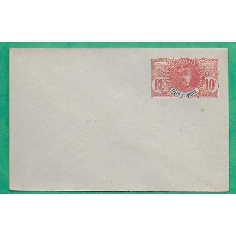 ENTIER 10C ROUGE COTE D'IVOIRE AOF NEUF LETTRE COVER FRANCE