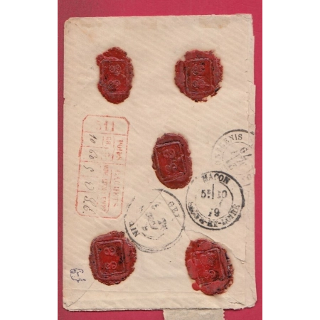 N°71 X2 89 PAIRE LE BOIS D'OINGT RHONE LETTRE CHARGE POUR GEX AIN 1879 COVER