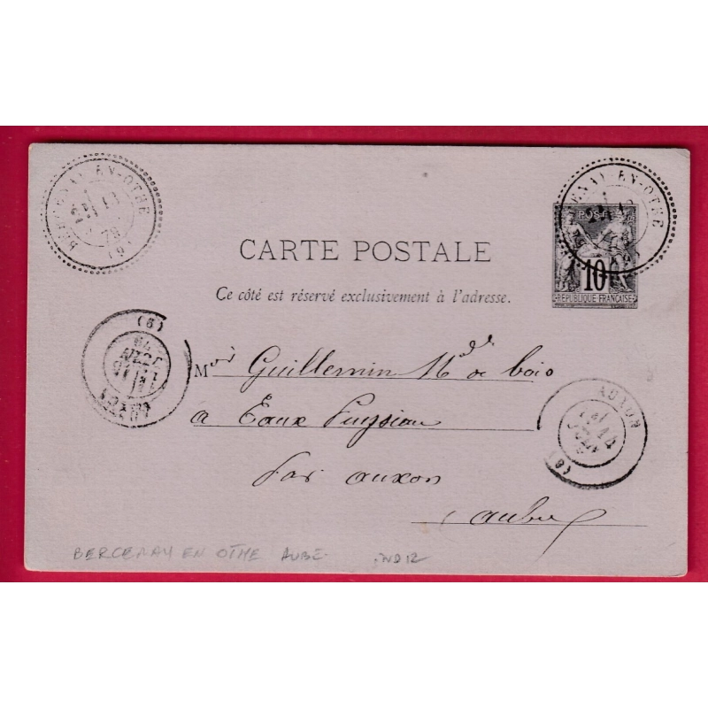 ENTIER SAGE CAD TYPE 24 BERCENAY EN OTHE AUBE POUR AUXON INDICE 12 LETTRE COVER