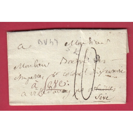 DEBOURSE DE VERSAILLES MANUSCRIT SEINE ET OISE LENAIN N°14 INDICE 16 DEPART SENS YONNE 1790 LETTRE COVER