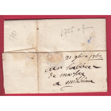 MARQUE MANUSCRIT MILLAU AVEYRON 1762 LENAIN N°1 1762 INDICE 10 POUR CLERMONT PUY DE DOME LETTRE COVER