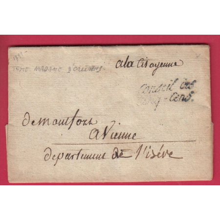 FRANCHISE CONSEIL DES CINQ CENS 1799 TEXTE MADAME D'ORLEANS POUR VIENNE ISERE LETTRE COVER