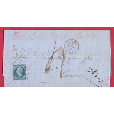 N°14 PC 1183 EPERNAY MARNE TAXE 4 AFFT INSUFF REIMS MARNE LETTRE COVER