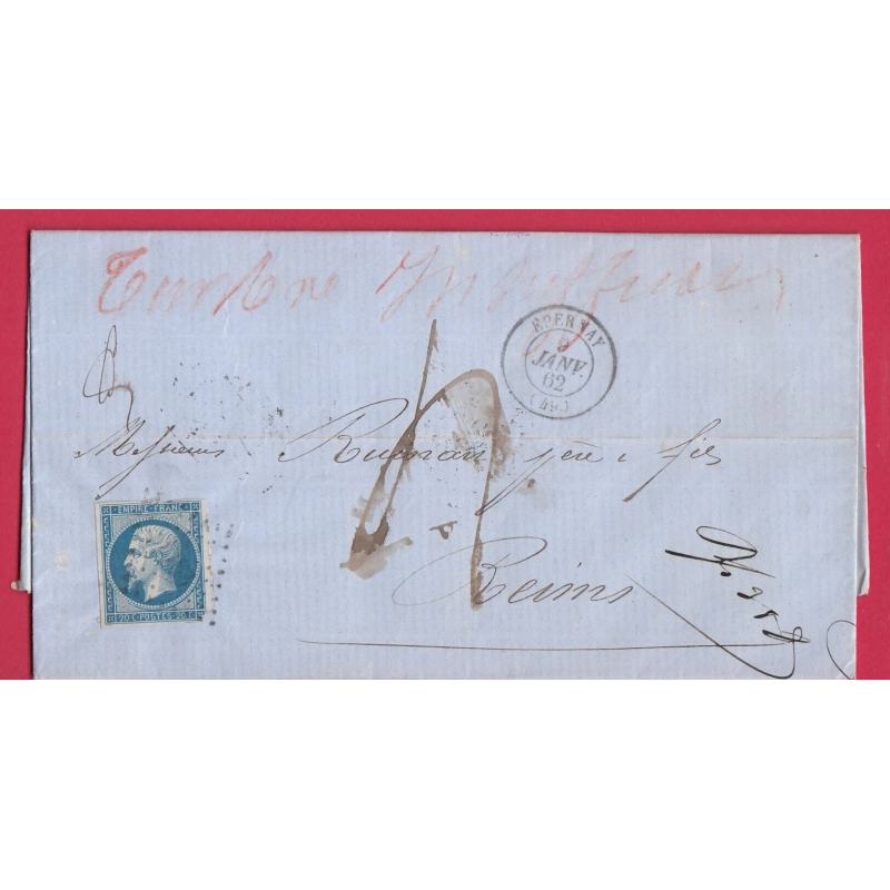 N°14 PC 1183 EPERNAY MARNE TAXE 4 AFFT INSUFF REIMS MARNE LETTRE COVER
