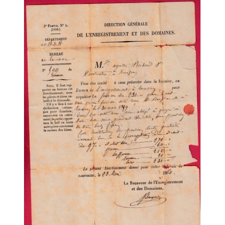 TIMBRE TAXE N°2 TARASCON SUR RHONE BOUCHES DU RHONE 1860 POUR TARASCON LETTRE COVER