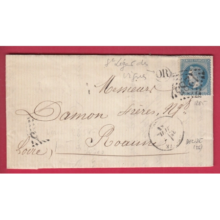 N°29 GC 1285 DECIZE NIEVRE OR ST LEGER LES VIGNES POUR ROANNE LOIRE LETTRE COVER