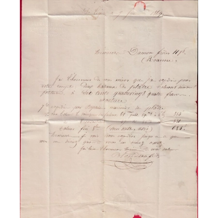 N°29 GC 1285 DECIZE NIEVRE OR ST LEGER LES VIGNES POUR ROANNE LOIRE LETTRE COVER