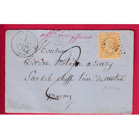 N°28 GC 4304 VITRY LA VILLE MARNE TAXE 2 MANUSCRIT AFFT INSUFF POUR ECURY SUR COOLE DEVANT DE LETTRE COVER