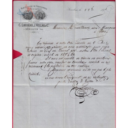 N°60 GC 772 CASTRES TARN BM SEMALENS ( ETIQUETTE PUB ) POUR PARIS LETTRE COVER